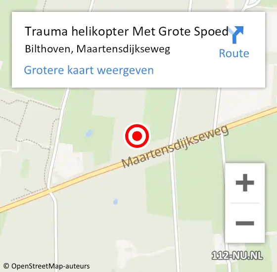 Locatie op kaart van de 112 melding: Trauma helikopter Met Grote Spoed Naar Bilthoven, Maartensdijkseweg op 20 juli 2021 20:44