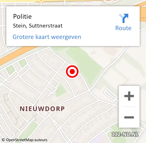 Locatie op kaart van de 112 melding: Politie Stein, Suttnerstraat op 20 juli 2021 20:56