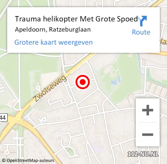 Locatie op kaart van de 112 melding: Trauma helikopter Met Grote Spoed Naar Apeldoorn, Ratzeburglaan op 20 juli 2021 21:06