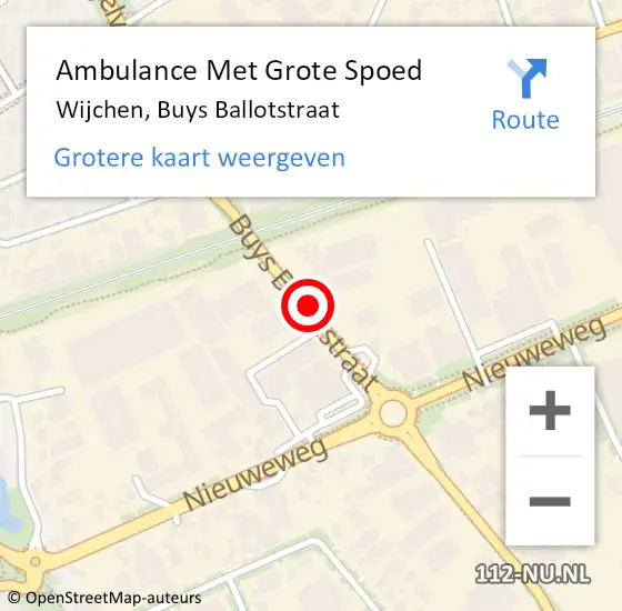 Locatie op kaart van de 112 melding: Ambulance Met Grote Spoed Naar Wijchen, Buys Ballotstraat op 20 juli 2021 21:06