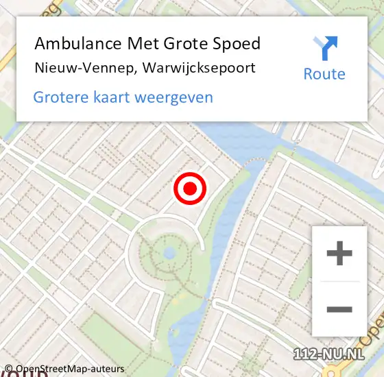 Locatie op kaart van de 112 melding: Ambulance Met Grote Spoed Naar Nieuw-Vennep, Warwijcksepoort op 20 juli 2021 21:22