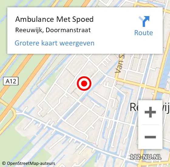 Locatie op kaart van de 112 melding: Ambulance Met Spoed Naar Reeuwijk, Doormanstraat op 20 juli 2021 21:23