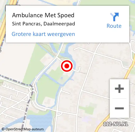 Locatie op kaart van de 112 melding: Ambulance Met Spoed Naar Sint Pancras, Daalmeerpad op 20 juli 2021 21:30