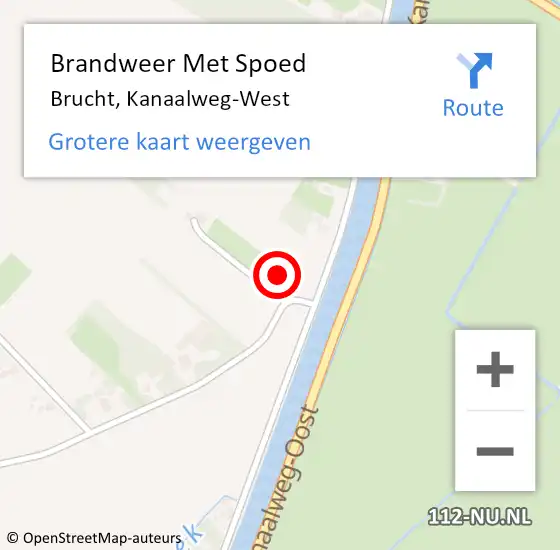 Locatie op kaart van de 112 melding: Brandweer Met Spoed Naar Brucht, Kanaalweg-West op 20 juli 2021 21:44