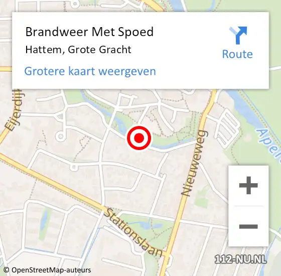 Locatie op kaart van de 112 melding: Brandweer Met Spoed Naar Hattem, Grote Gracht op 20 juli 2021 21:50
