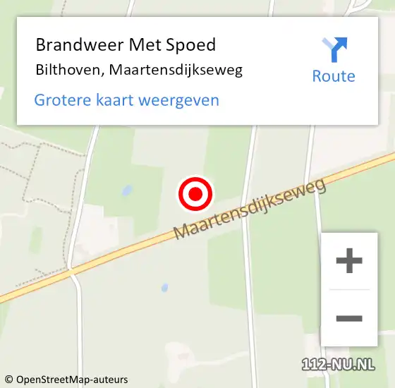 Locatie op kaart van de 112 melding: Brandweer Met Spoed Naar Bilthoven, Maartensdijkseweg op 20 juli 2021 21:53