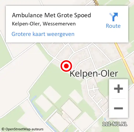 Locatie op kaart van de 112 melding: Ambulance Met Grote Spoed Naar Kelpen-Oler, Wessemerven op 20 juli 2021 22:18