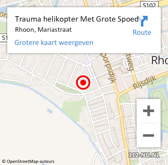 Locatie op kaart van de 112 melding: Trauma helikopter Met Grote Spoed Naar Rhoon, Mariastraat op 20 juli 2021 22:19