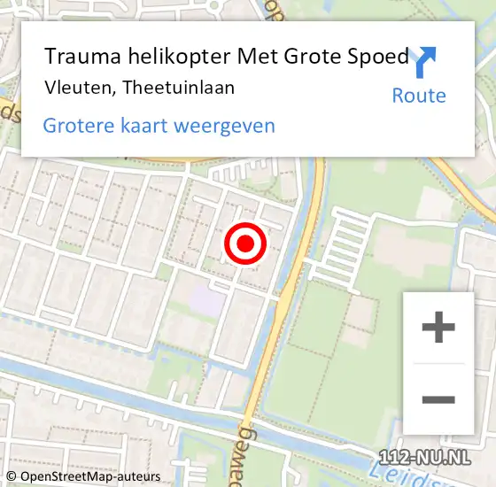 Locatie op kaart van de 112 melding: Trauma helikopter Met Grote Spoed Naar Vleuten, Theetuinlaan op 20 juli 2021 22:49