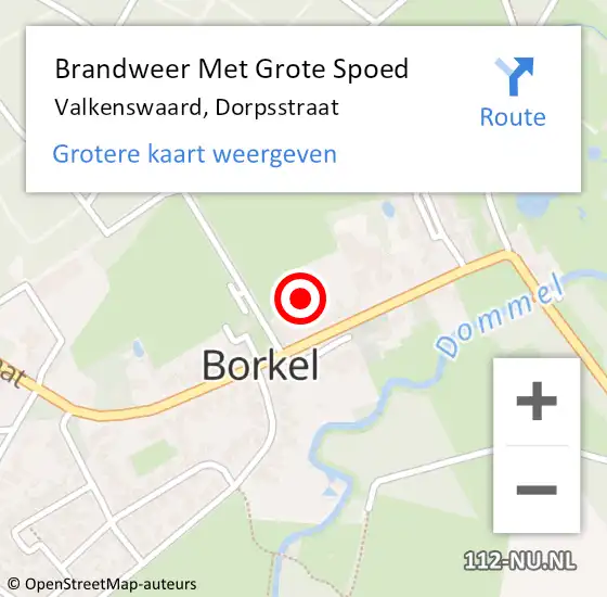 Locatie op kaart van de 112 melding: Brandweer Met Grote Spoed Naar Valkenswaard, Dorpsstraat op 20 juli 2021 22:51