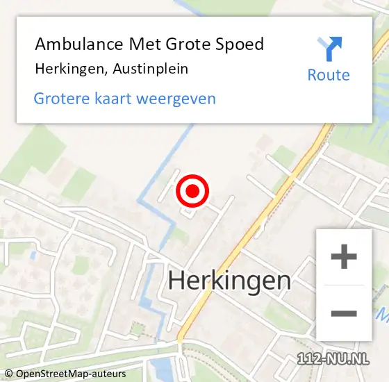 Locatie op kaart van de 112 melding: Ambulance Met Grote Spoed Naar Herkingen, Austinplein op 17 juni 2014 08:34