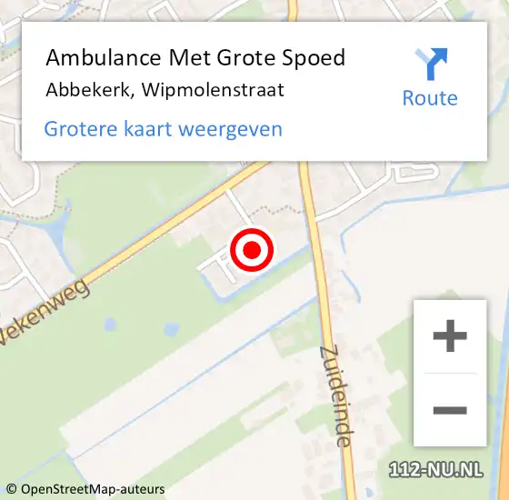 Locatie op kaart van de 112 melding: Ambulance Met Grote Spoed Naar Abbekerk, Wipmolenstraat op 20 juli 2021 23:24