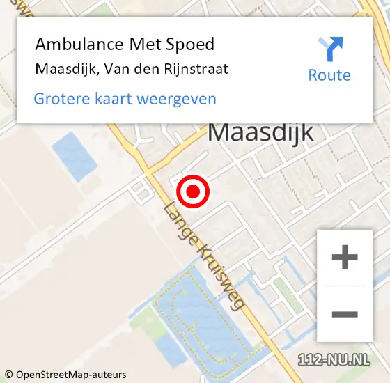 Locatie op kaart van de 112 melding: Ambulance Met Spoed Naar Maasdijk, Van den Rijnstraat op 20 juli 2021 23:32
