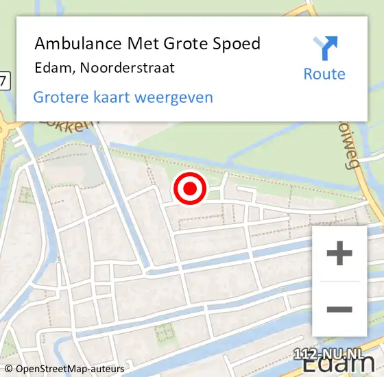 Locatie op kaart van de 112 melding: Ambulance Met Grote Spoed Naar Edam, Noorderstraat op 20 juli 2021 23:42