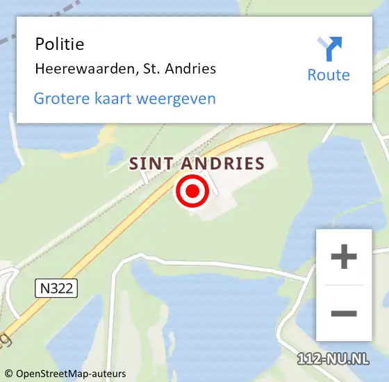 Locatie op kaart van de 112 melding: Politie Heerewaarden, St. Andries op 20 juli 2021 23:47