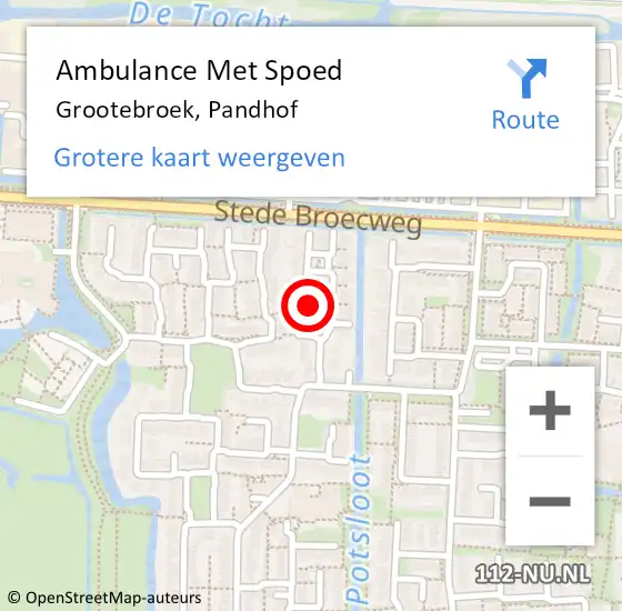 Locatie op kaart van de 112 melding: Ambulance Met Spoed Naar Grootebroek, Pandhof op 21 juli 2021 00:08