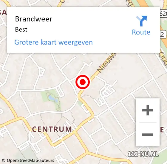 Locatie op kaart van de 112 melding: Brandweer Best op 17 juni 2014 08:37