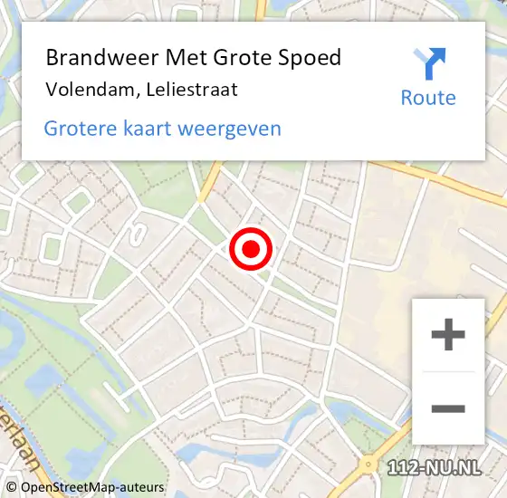 Locatie op kaart van de 112 melding: Brandweer Met Grote Spoed Naar Volendam, Leliestraat op 17 juni 2014 08:39