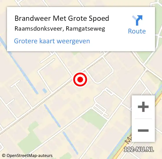 Locatie op kaart van de 112 melding: Brandweer Met Grote Spoed Naar Raamsdonksveer, Ramgatseweg op 21 juli 2021 00:41