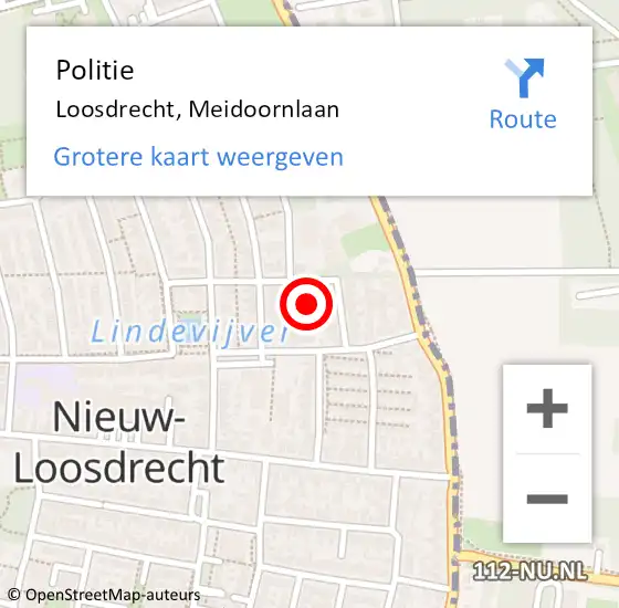 Locatie op kaart van de 112 melding: Politie Loosdrecht, Meidoornlaan op 21 juli 2021 00:49