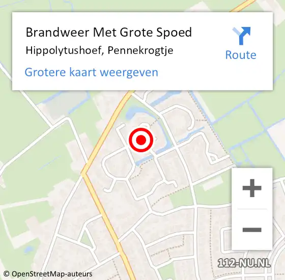 Locatie op kaart van de 112 melding: Brandweer Met Grote Spoed Naar Hippolytushoef, Pennekrogtje op 21 juli 2021 01:07