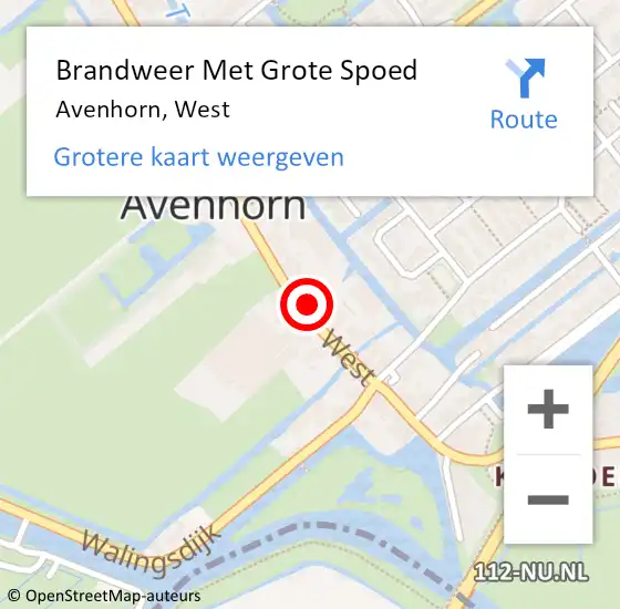 Locatie op kaart van de 112 melding: Brandweer Met Grote Spoed Naar Avenhorn, West op 21 juli 2021 01:32