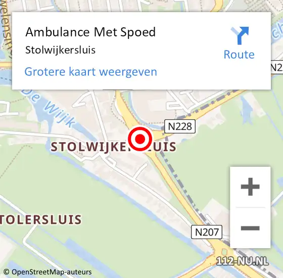 Locatie op kaart van de 112 melding: Ambulance Met Spoed Naar Stolwijkersluis op 21 juli 2021 02:12