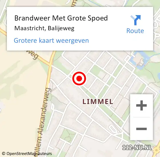 Locatie op kaart van de 112 melding: Brandweer Met Grote Spoed Naar Maastricht, Balijeweg op 21 juli 2021 03:02