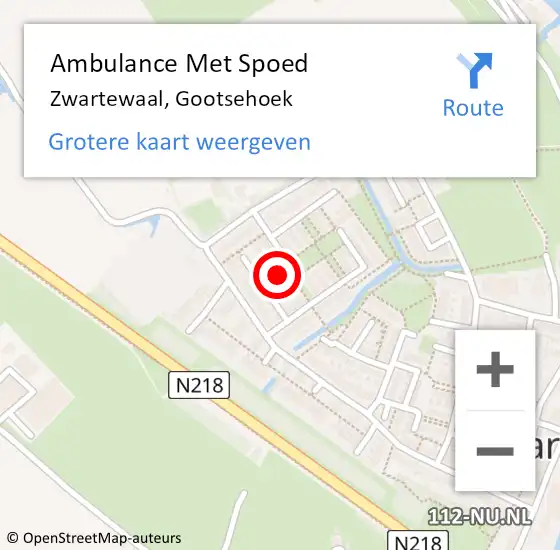 Locatie op kaart van de 112 melding: Ambulance Met Spoed Naar Zwartewaal, Gootsehoek op 21 juli 2021 08:47