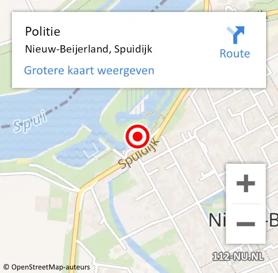 Locatie op kaart van de 112 melding: Politie Nieuw-Beijerland, Spuidijk op 21 juli 2021 09:12