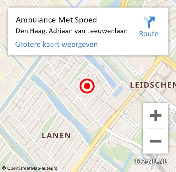 Locatie op kaart van de 112 melding: Ambulance Met Spoed Naar Den Haag, Adriaan van Leeuwenlaan op 21 juli 2021 09:20