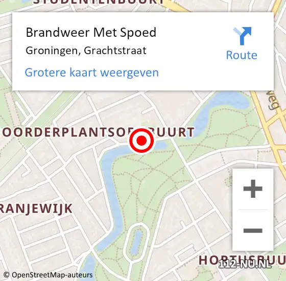 Locatie op kaart van de 112 melding: Brandweer Met Spoed Naar Groningen, Grachtstraat op 21 juli 2021 09:54