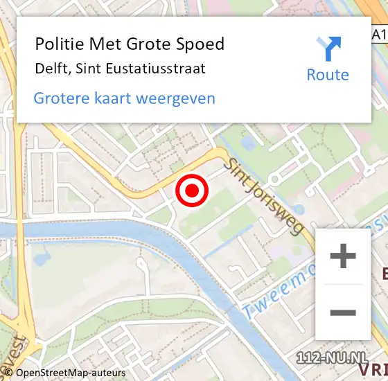 Locatie op kaart van de 112 melding: Politie Met Grote Spoed Naar Delft, Sint Eustatiusstraat op 21 juli 2021 10:08