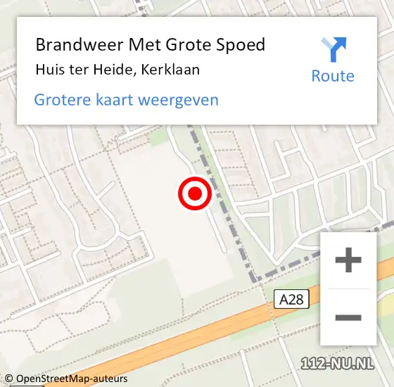 Locatie op kaart van de 112 melding: Brandweer Met Grote Spoed Naar Huis ter Heide, Kerklaan op 21 juli 2021 10:08