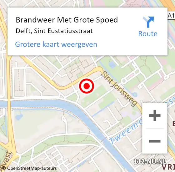 Locatie op kaart van de 112 melding: Brandweer Met Grote Spoed Naar Delft, Sint Eustatiusstraat op 21 juli 2021 10:08