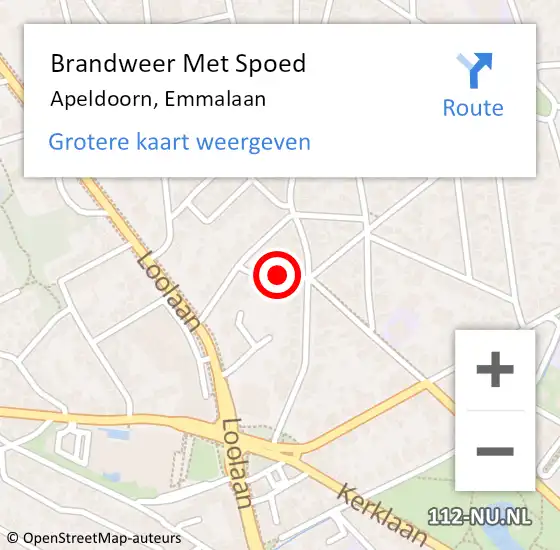 Locatie op kaart van de 112 melding: Brandweer Met Spoed Naar Apeldoorn, Emmalaan op 21 juli 2021 10:09