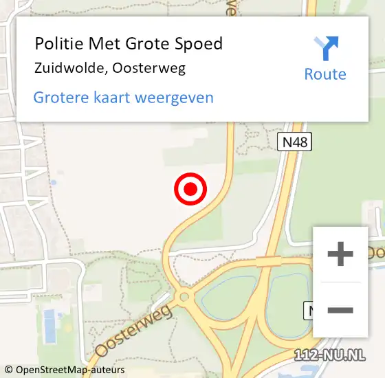 Locatie op kaart van de 112 melding: Politie Met Grote Spoed Naar Zuidwolde, Oosterweg op 21 juli 2021 10:18
