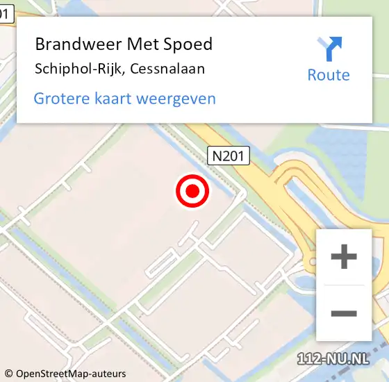 Locatie op kaart van de 112 melding: Brandweer Met Spoed Naar Schiphol-Rijk, Cessnalaan op 21 juli 2021 10:19