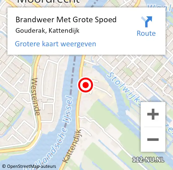 Locatie op kaart van de 112 melding: Brandweer Met Grote Spoed Naar Gouderak, Kattendijk op 21 juli 2021 10:44