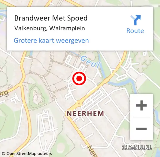 Locatie op kaart van de 112 melding: Brandweer Met Spoed Naar Valkenburg, Walramplein op 21 juli 2021 10:47