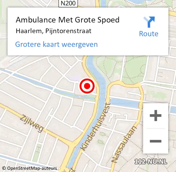 Locatie op kaart van de 112 melding: Ambulance Met Grote Spoed Naar Haarlem, Pijntorenstraat op 21 juli 2021 10:50