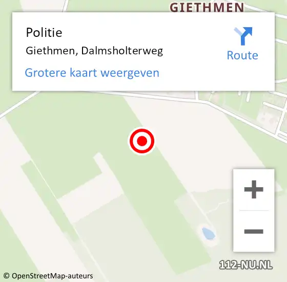 Locatie op kaart van de 112 melding: Politie Giethmen, Dalmsholterweg op 21 juli 2021 11:11