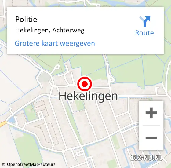 Locatie op kaart van de 112 melding: Politie Hekelingen, Achterweg op 21 juli 2021 11:19