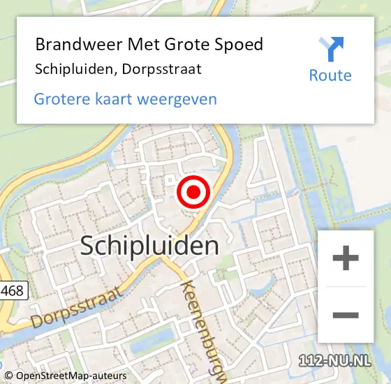 Locatie op kaart van de 112 melding: Brandweer Met Grote Spoed Naar Schipluiden, Dorpsstraat op 21 juli 2021 11:28