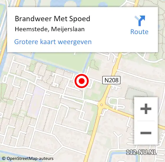 Locatie op kaart van de 112 melding: Brandweer Met Spoed Naar Heemstede, Meijerslaan op 21 juli 2021 11:30