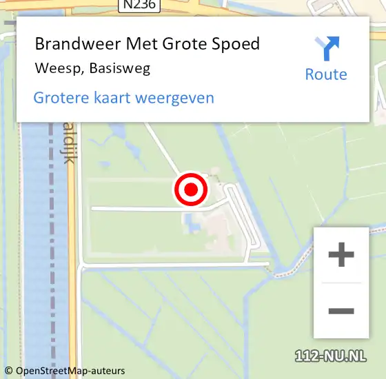 Locatie op kaart van de 112 melding: Brandweer Met Grote Spoed Naar Weesp, Basisweg op 21 juli 2021 11:34