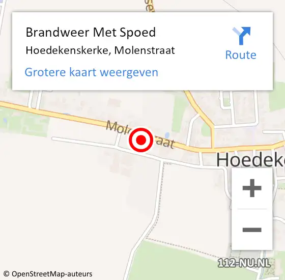 Locatie op kaart van de 112 melding: Brandweer Met Spoed Naar Hoedekenskerke, Molenstraat op 21 juli 2021 11:38