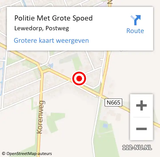 Locatie op kaart van de 112 melding: Politie Met Grote Spoed Naar Lewedorp, Postweg op 21 juli 2021 11:39