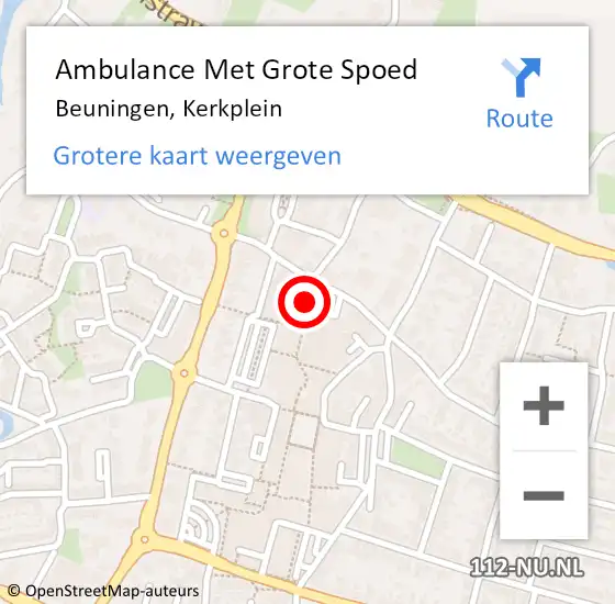 Locatie op kaart van de 112 melding: Ambulance Met Grote Spoed Naar Beuningen, Kerkplein op 21 juli 2021 11:45