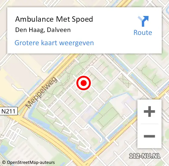 Locatie op kaart van de 112 melding: Ambulance Met Spoed Naar Den Haag, Dalveen op 21 juli 2021 11:54